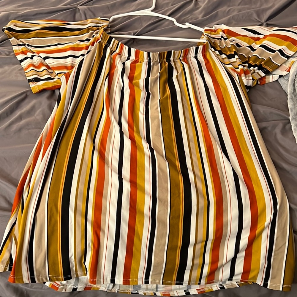 Off the Shoulder Striped Blouse